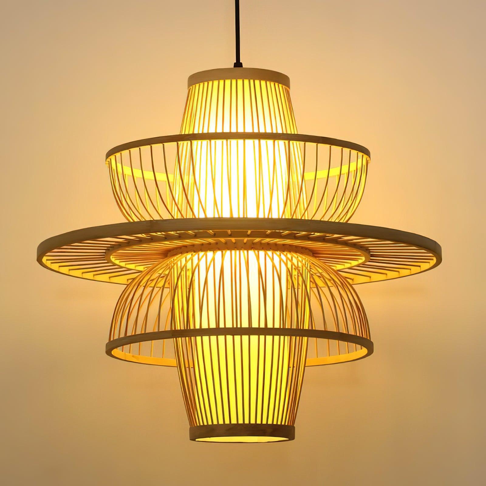 Sigyn Handwoven Bamboo Pendant Lamp Natural Organic Sustainable Woven Droplight Fixture