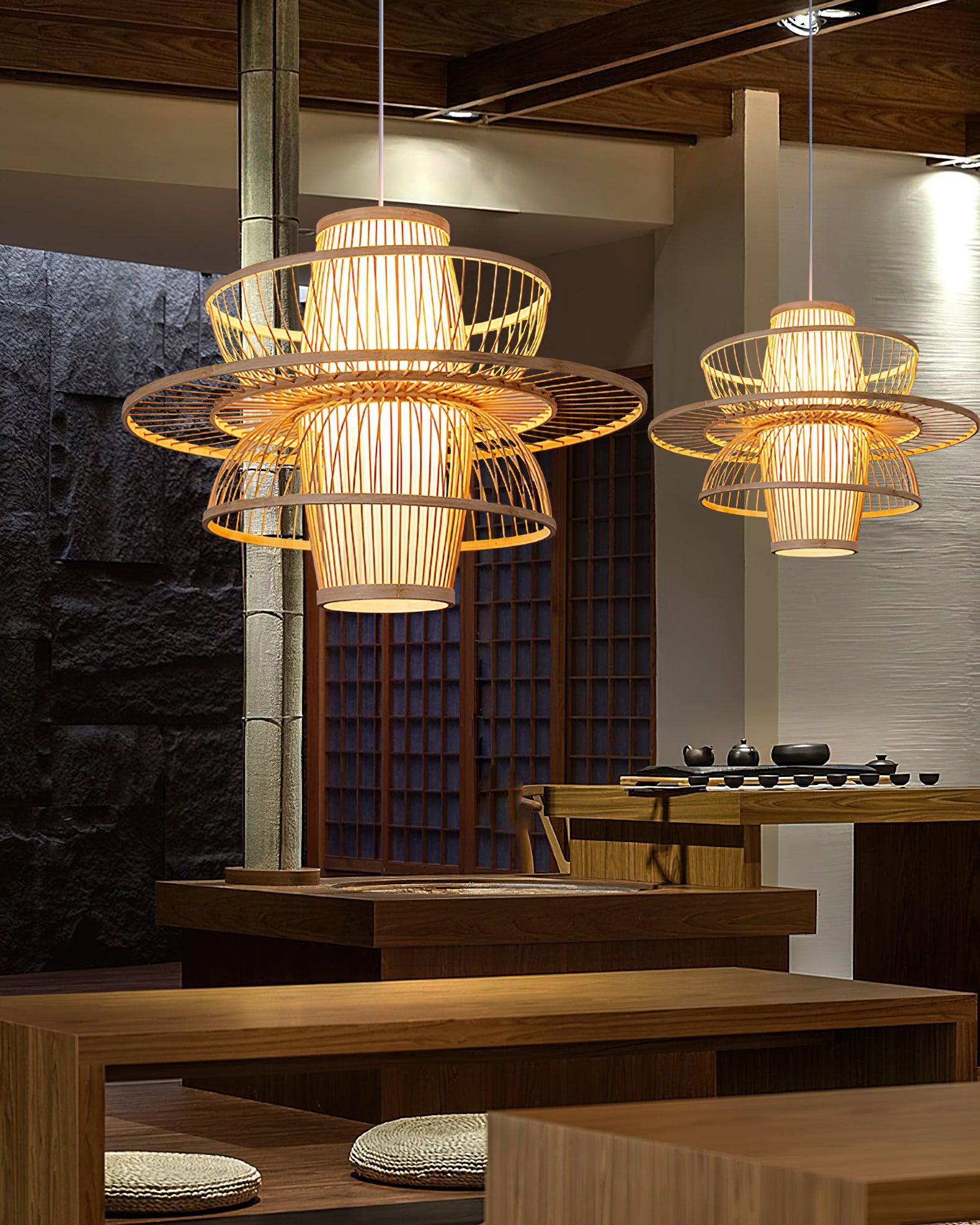 Sigyn Handwoven Bamboo Pendant Lamp Natural Organic Sustainable Woven Droplight Fixture
