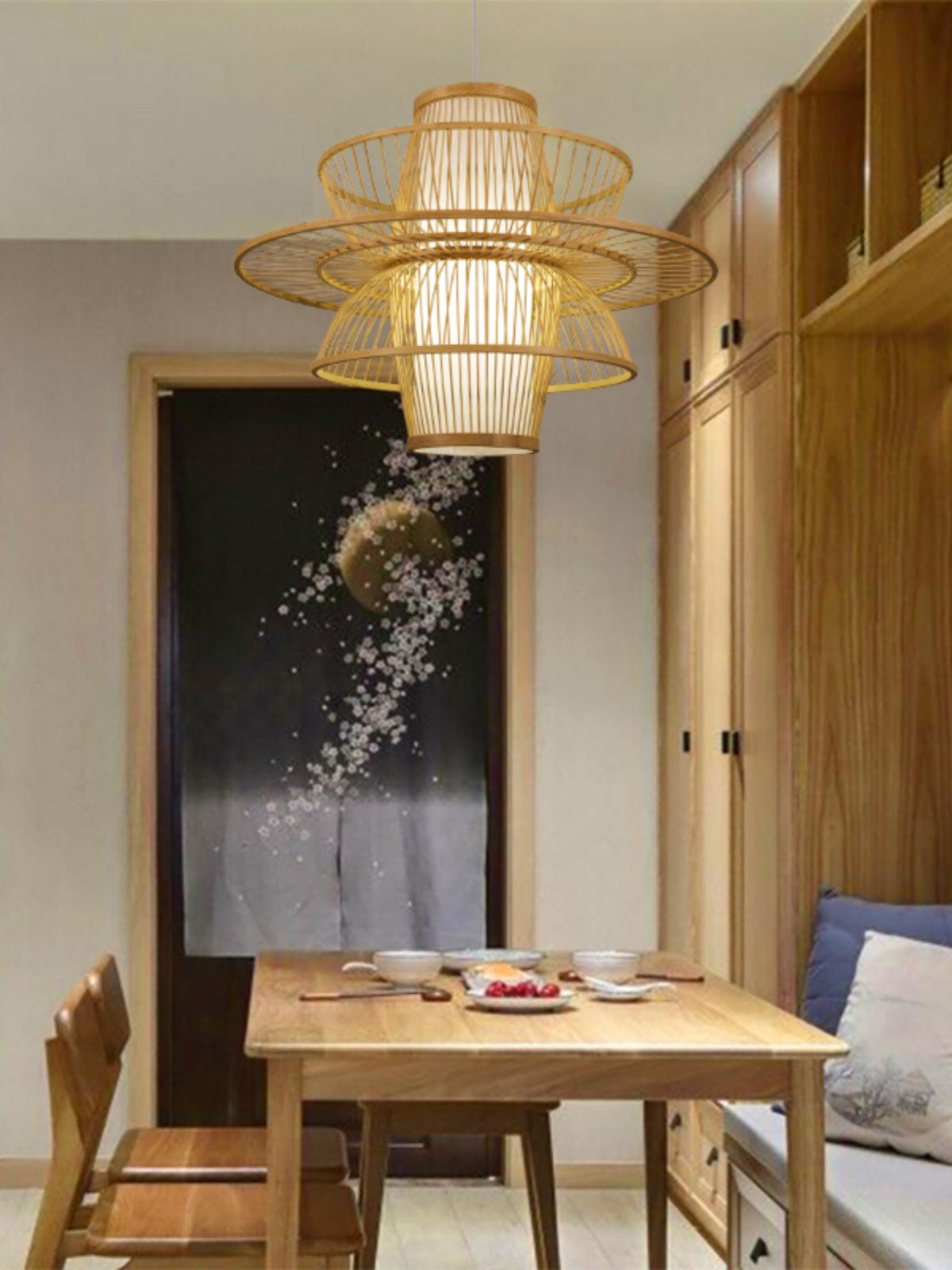 Sigyn Handwoven Bamboo Pendant Lamp Natural Organic Sustainable Woven Droplight Fixture