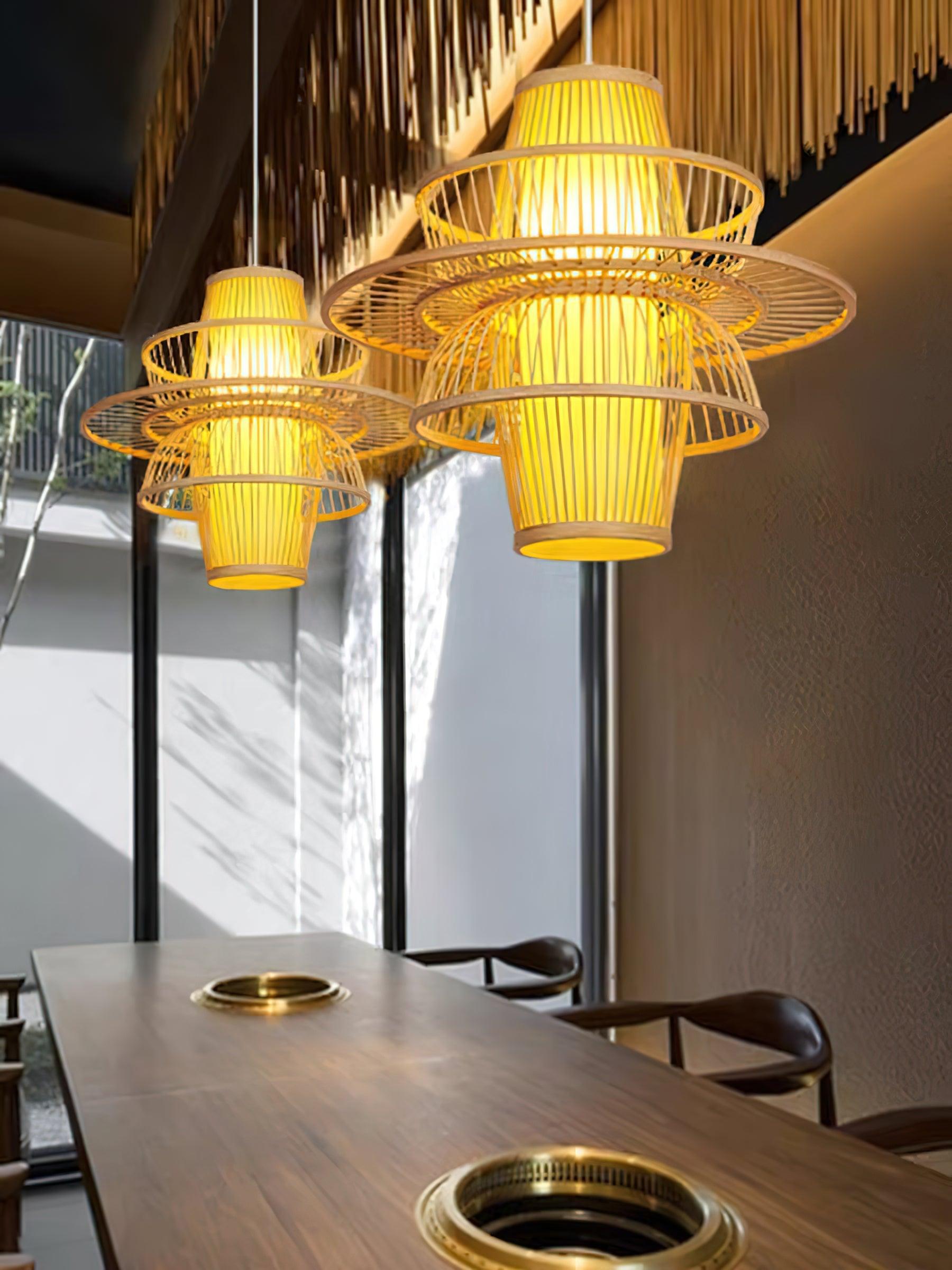 Sigyn Handwoven Bamboo Pendant Lamp Natural Organic Sustainable Woven Droplight Fixture