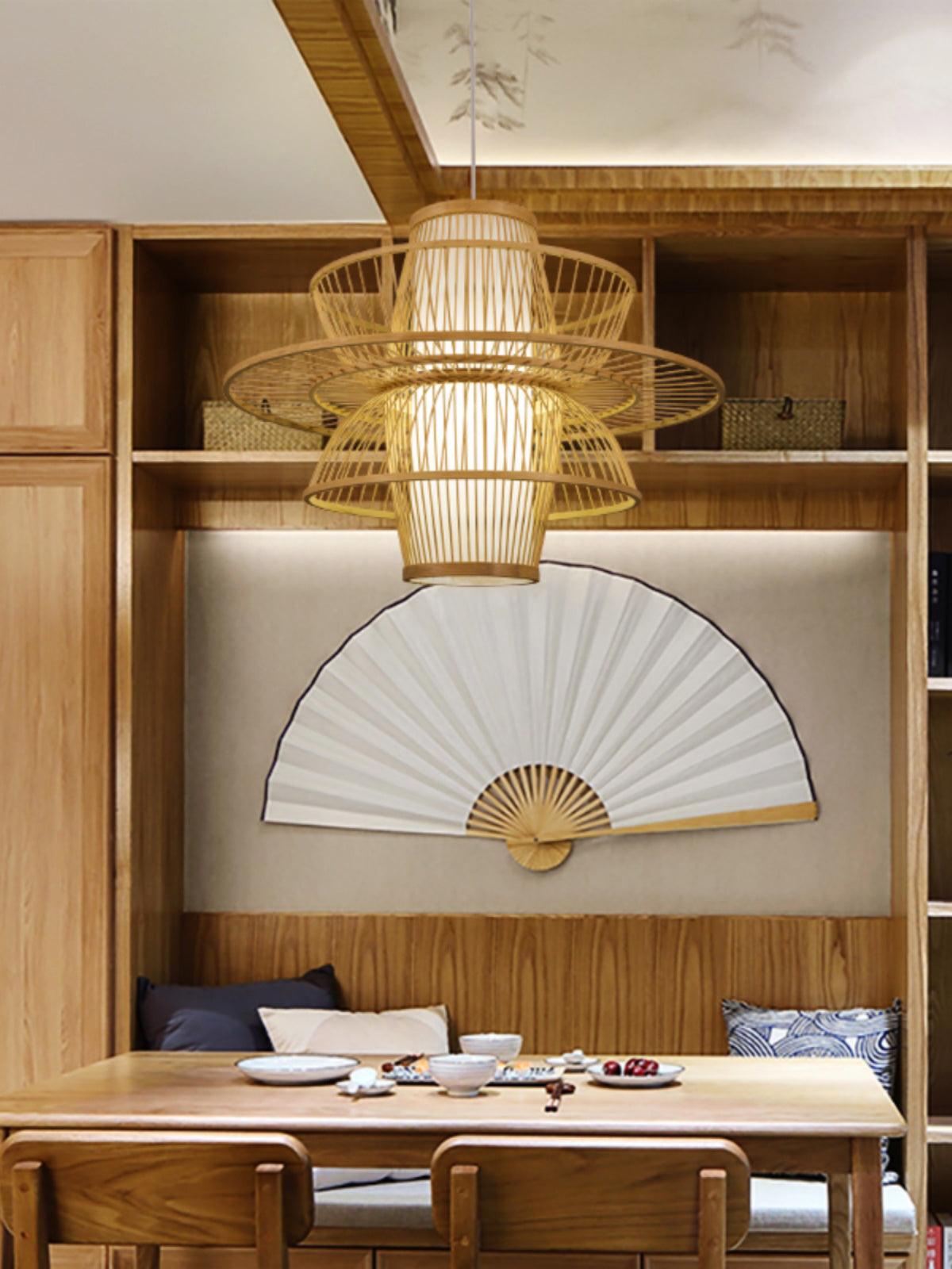Sigyn Handwoven Bamboo Pendant Lamp Natural Organic Sustainable Woven Droplight Fixture