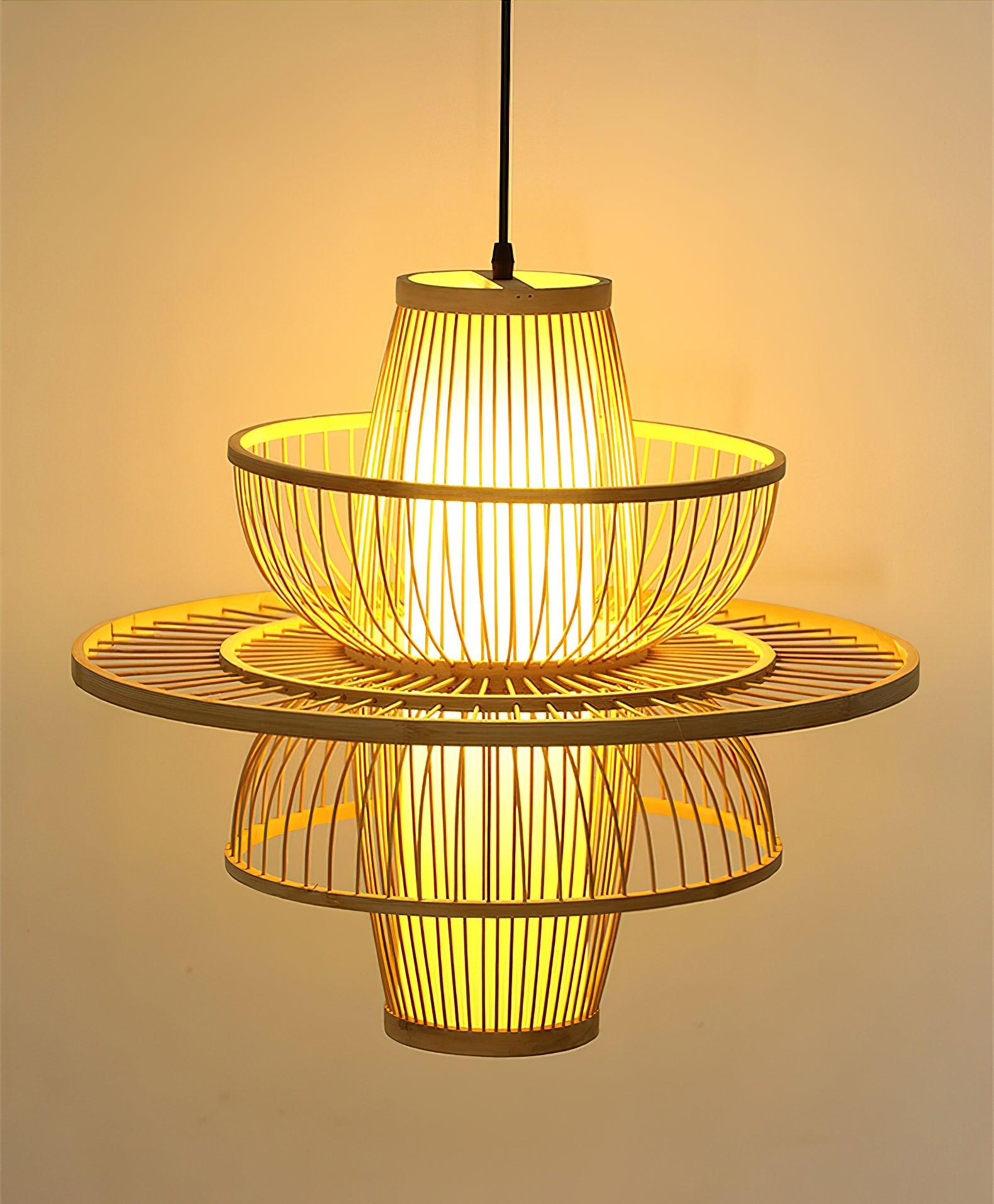Sigyn Handwoven Bamboo Pendant Lamp Natural Organic Sustainable Woven Droplight Fixture