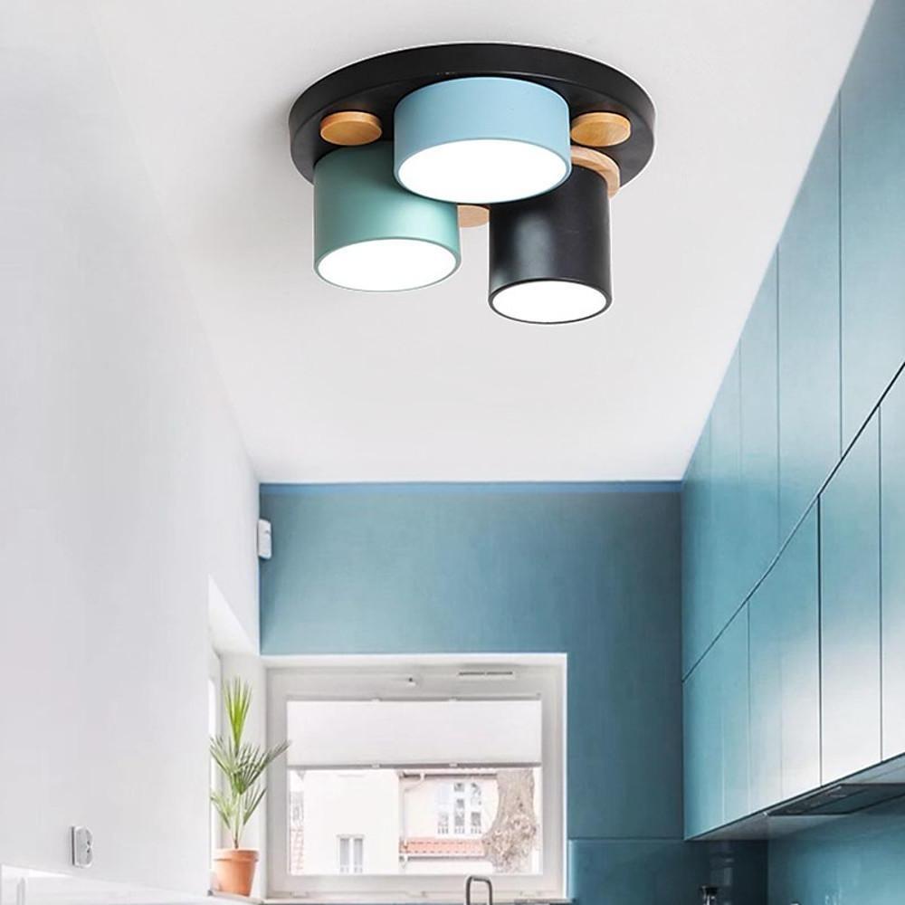 Modern Geometric Lantern LED Flush Mount Ceiling Light Fixture for Living Room and Bedroom Lighting