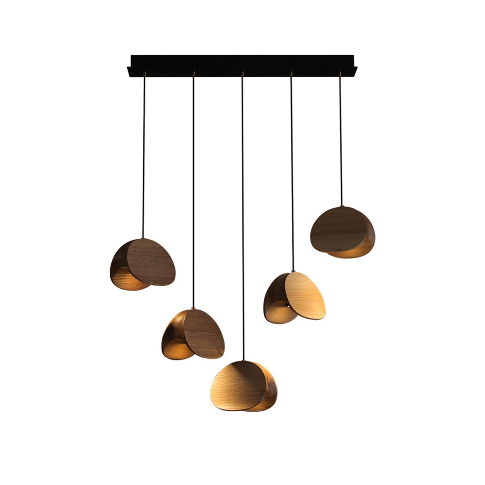 Siyuan Modern Wood Leaf Pendant Light LED Hanging Fixture for Dining Living Room