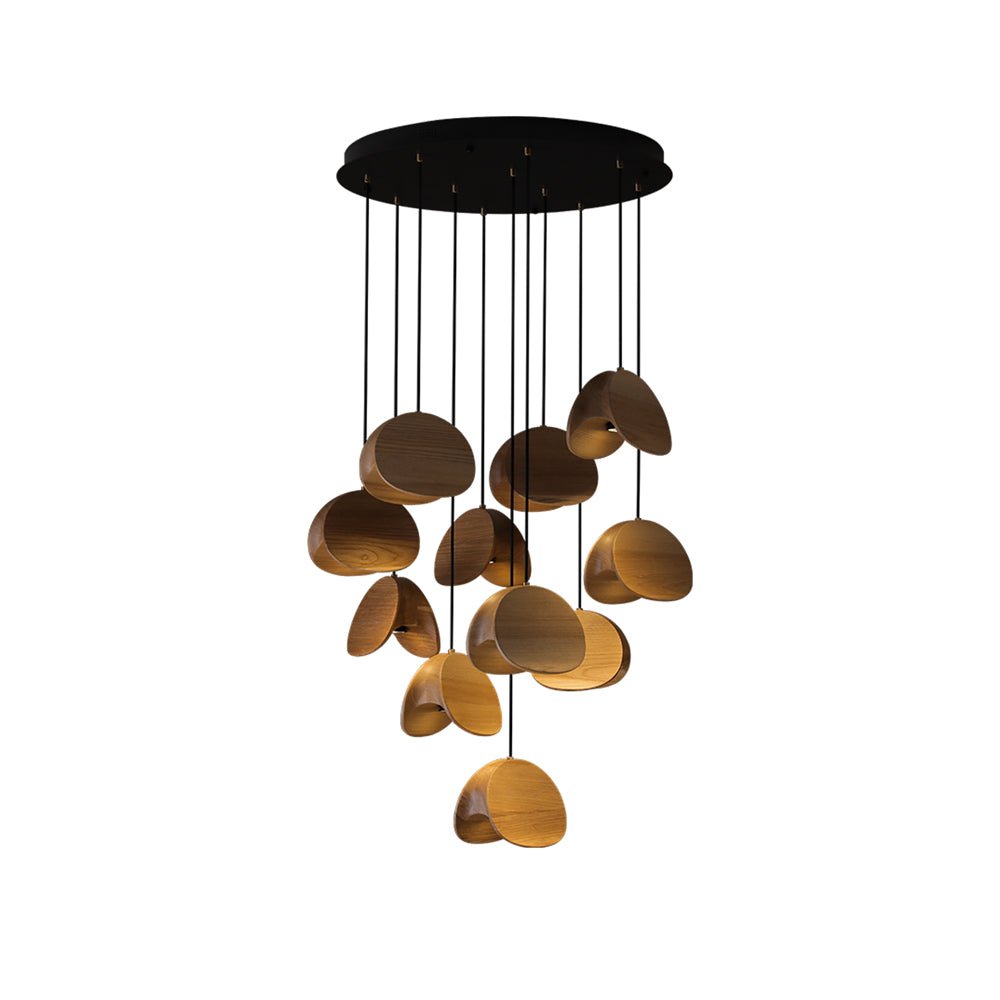 Siyuan Modern Wood Leaf Pendant Light LED Hanging Fixture for Dining Living Room