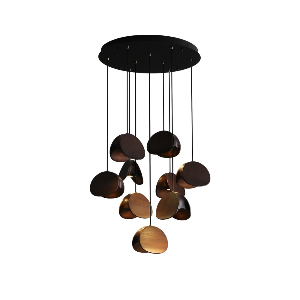 Siyuan Modern Wood Leaf Pendant Light LED Hanging Fixture for Dining Living Room