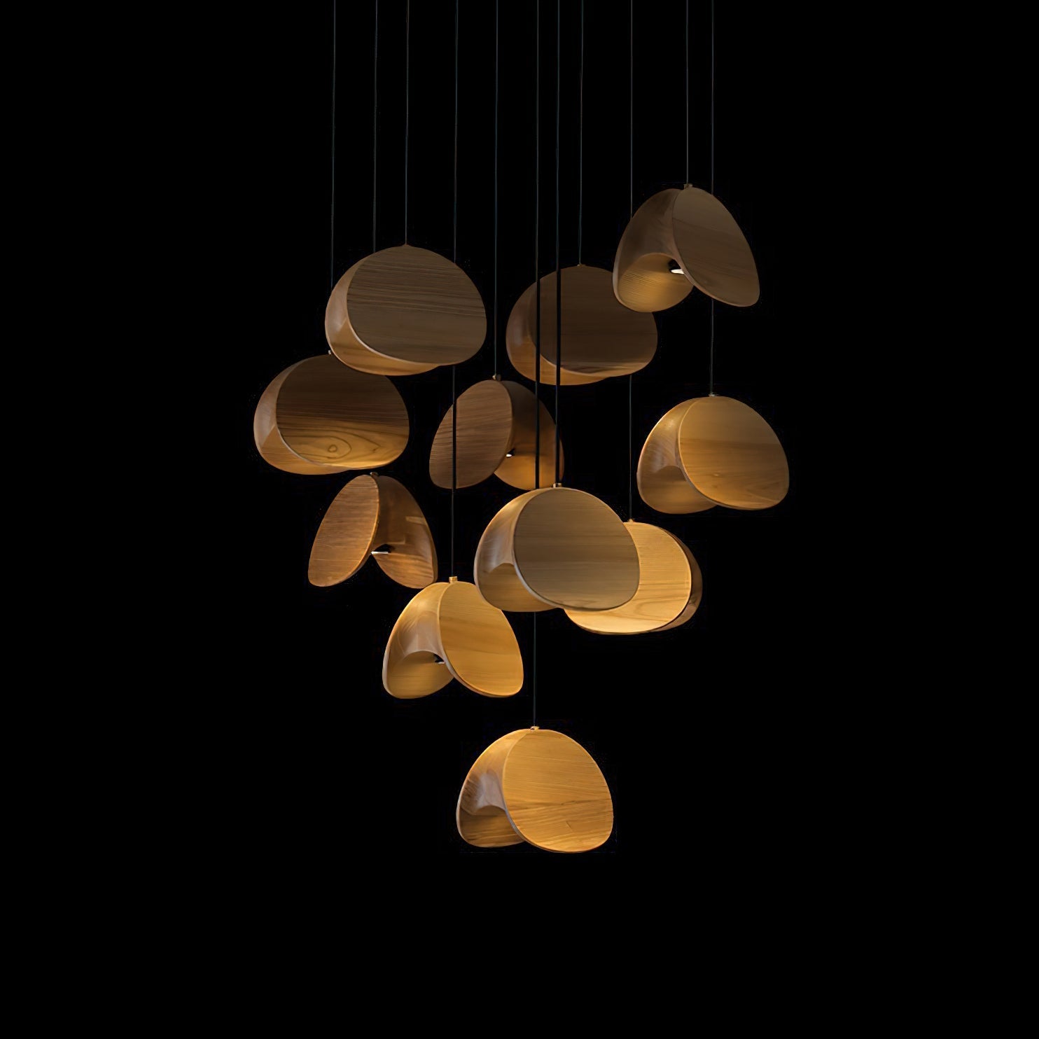 Siyuan Modern Wood Leaf Pendant Light LED Hanging Fixture for Dining Living Room