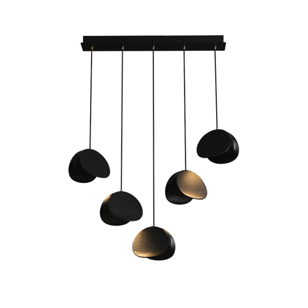 Siyuan Modern Wood Leaf Pendant Light LED Hanging Fixture for Dining Living Room
