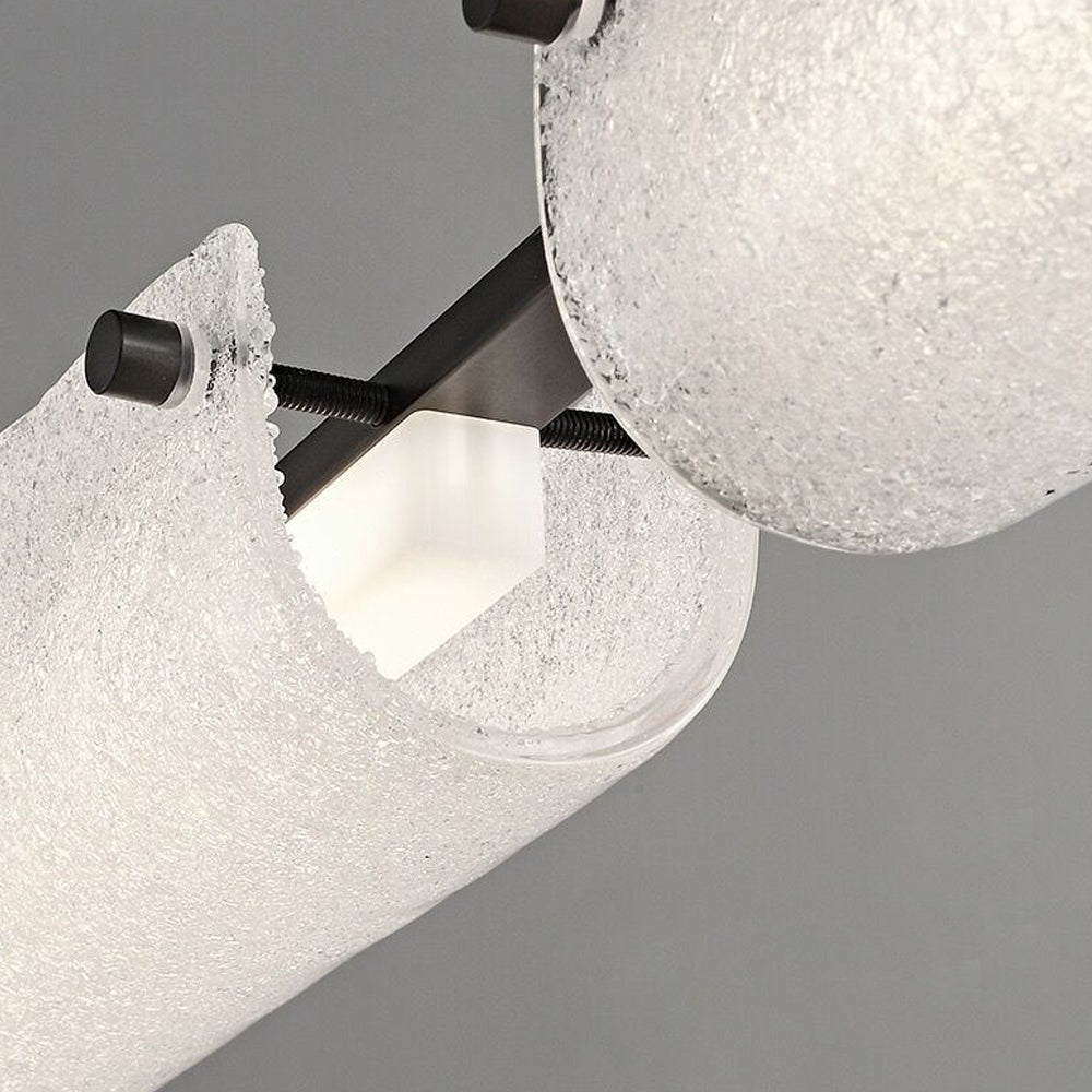 Sleek Black Copper Linear Island Light Modern LED Pendant Chandelier with Frosted Glass