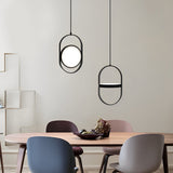 Sleek Black Round Hanging LED Ceiling Lamp with Three Step Dimming Adjustable Height Design
