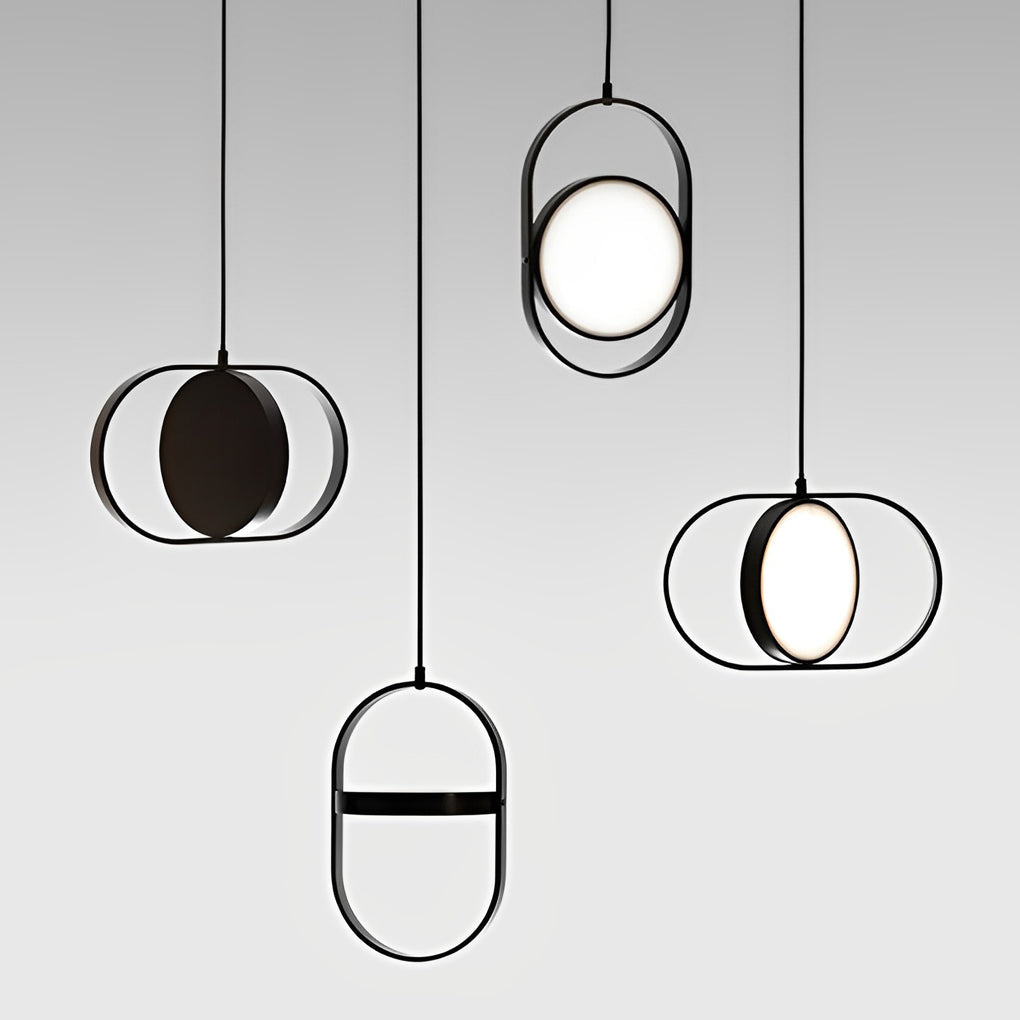 Sleek Black Round Hanging LED Ceiling Lamp with Three Step Dimming Adjustable Height Design