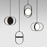 Sleek Black Round Hanging LED Ceiling Lamp with Three Step Dimming Adjustable Height Design