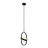 Sleek Black Round Hanging LED Ceiling Lamp with Three Step Dimming Adjustable Height Design