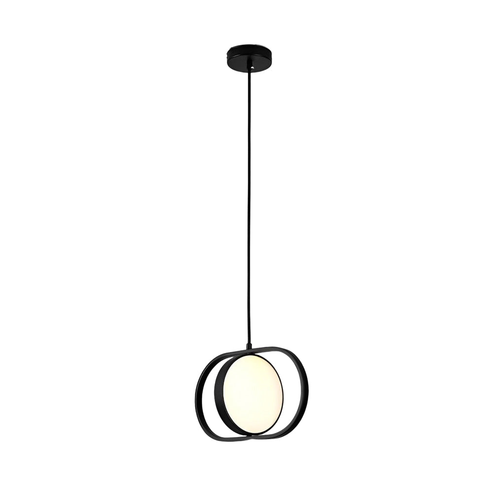 Sleek Black Round Hanging LED Ceiling Lamp with Three Step Dimming Adjustable Height Design