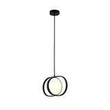 Sleek Black Round Hanging LED Ceiling Lamp with Three Step Dimming Adjustable Height Design