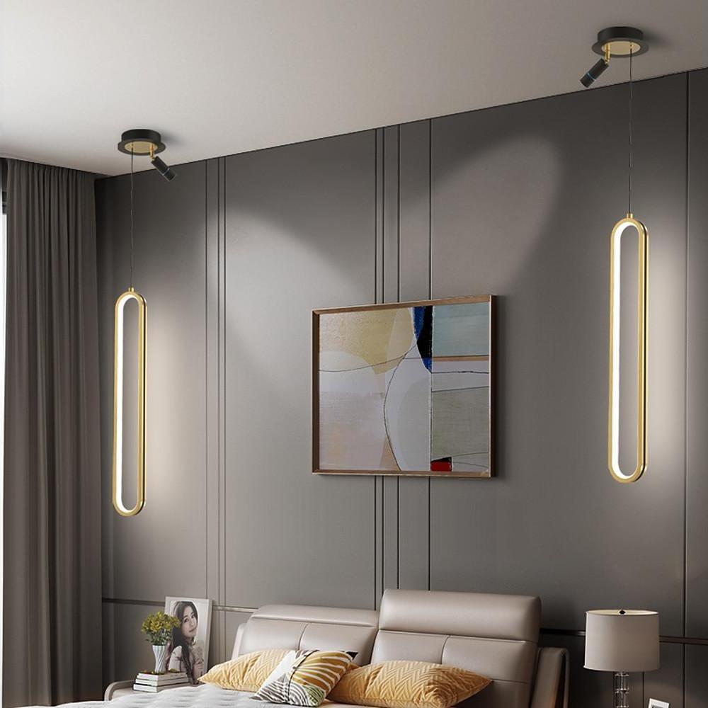 Sleek Elongated Modern LED Pendant Light with Metal and Acrylic Shades for Kitchen Island and Dining Room