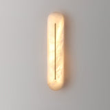 Slender Natural Alabaster LED Wall Sconce Modern Brass Indoor Lighting Fixture