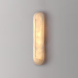 Slender Natural Alabaster LED Wall Sconce Modern Brass Indoor Lighting Fixture
