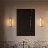 Slender Natural Alabaster LED Wall Sconce Modern Brass Indoor Lighting Fixture