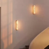 Slender Natural Alabaster LED Wall Sconce Modern Brass Indoor Lighting Fixture