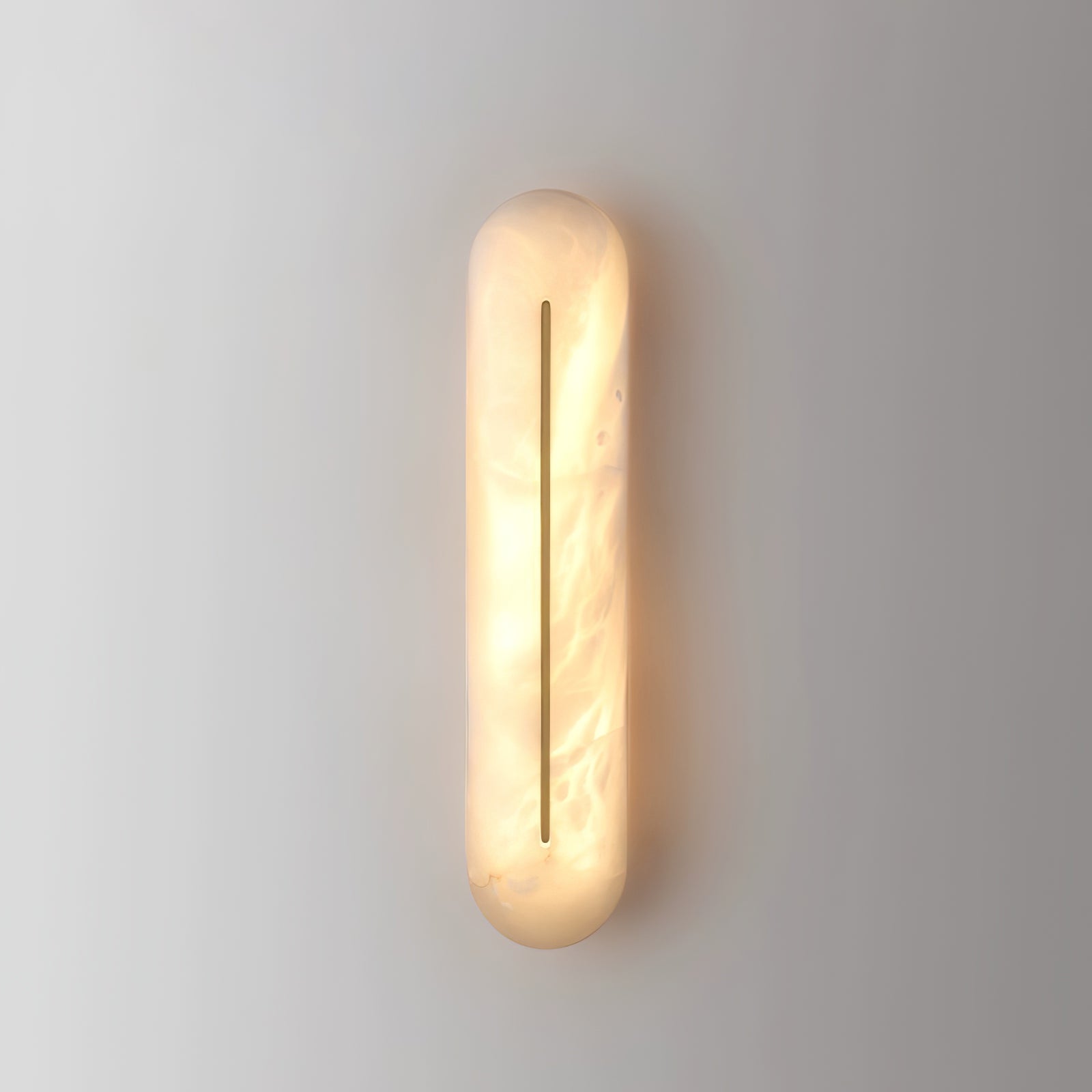 Slender Natural Alabaster LED Wall Sconce Modern Brass Indoor Lighting Fixture