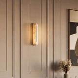 Slender Natural Alabaster LED Wall Sconce Modern Brass Indoor Lighting Fixture