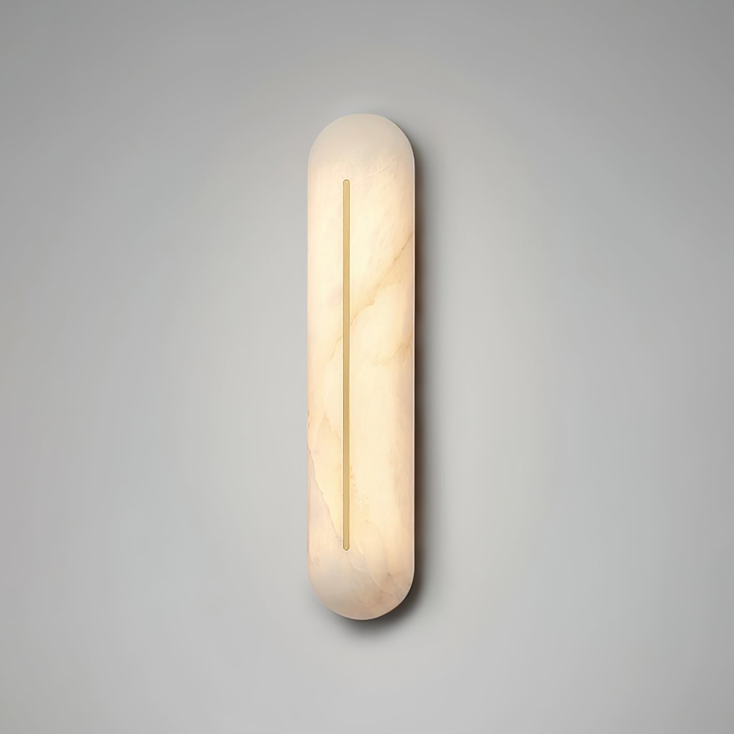 Slender Natural Alabaster LED Wall Sconce Modern Brass Indoor Lighting Fixture
