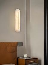 Slender Natural Alabaster LED Wall Sconce Modern Brass Indoor Lighting Fixture