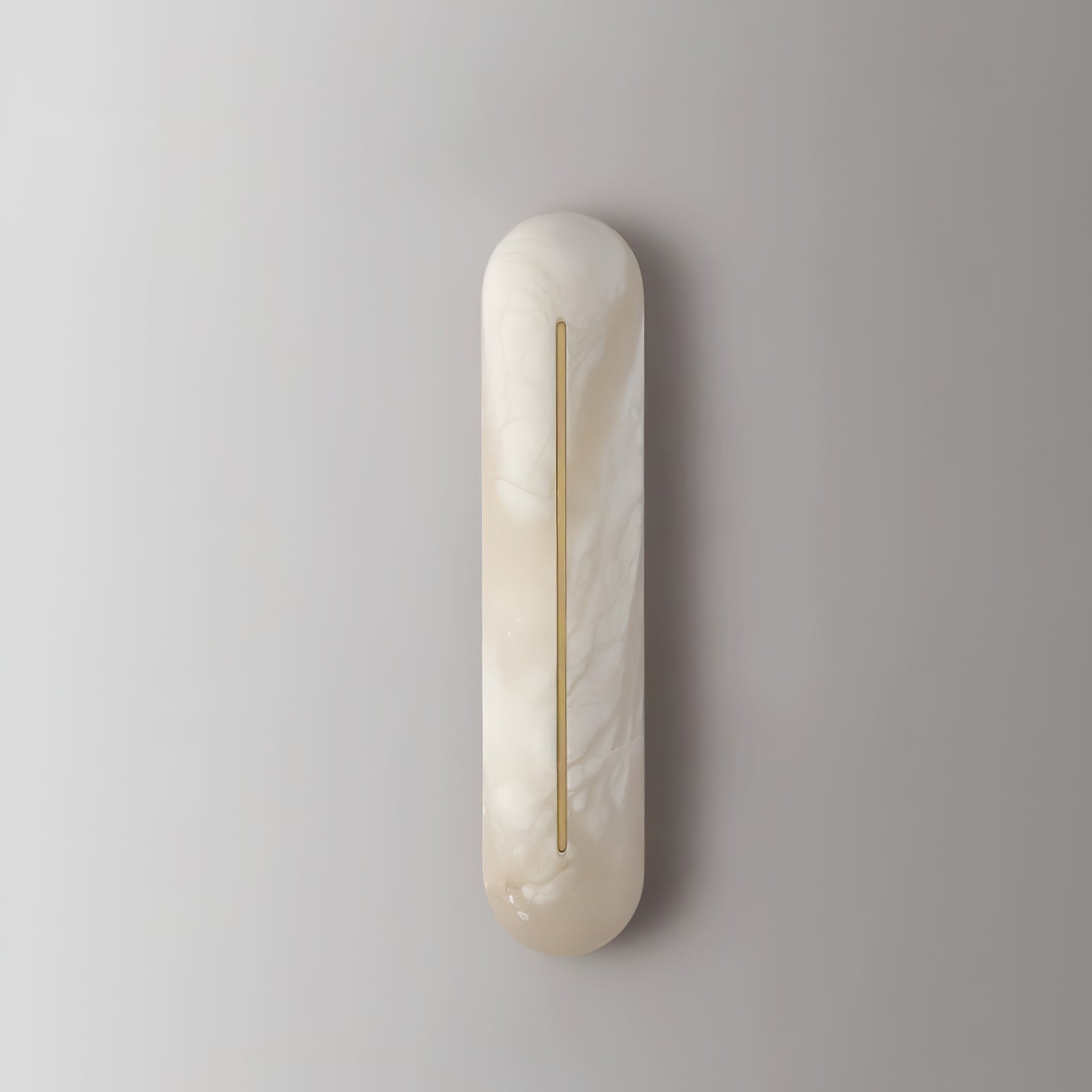 Slender Natural Alabaster LED Wall Sconce Modern Brass Indoor Lighting Fixture
