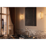 Slender Natural Alabaster LED Wall Sconce Modern Brass Indoor Lighting Fixture