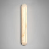 Slender Natural Alabaster LED Wall Sconce Modern Brass Indoor Lighting Fixture