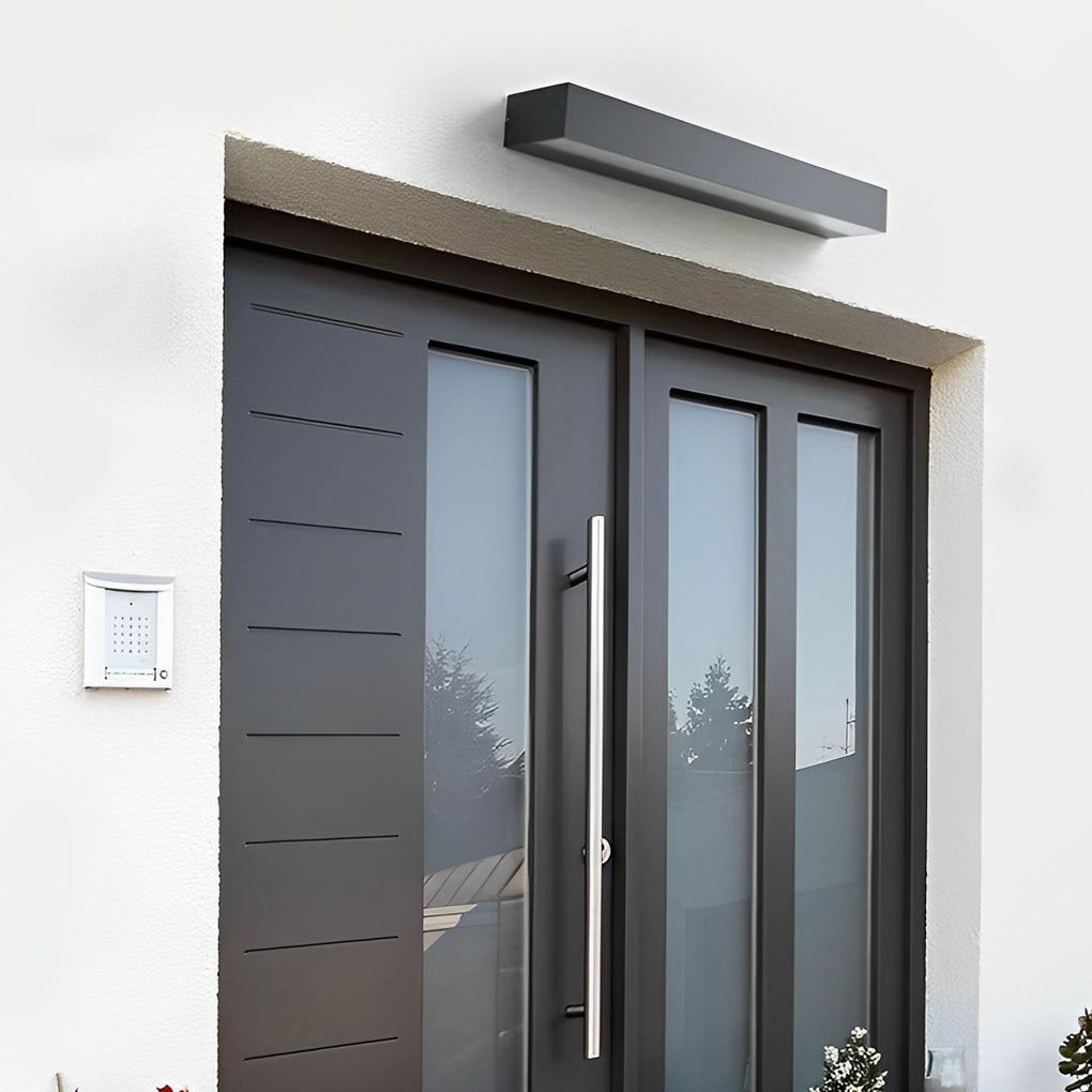 Slim Modern Black LED Outdoor Wall Light Waterproof Exterior Sconce Strip Lamp