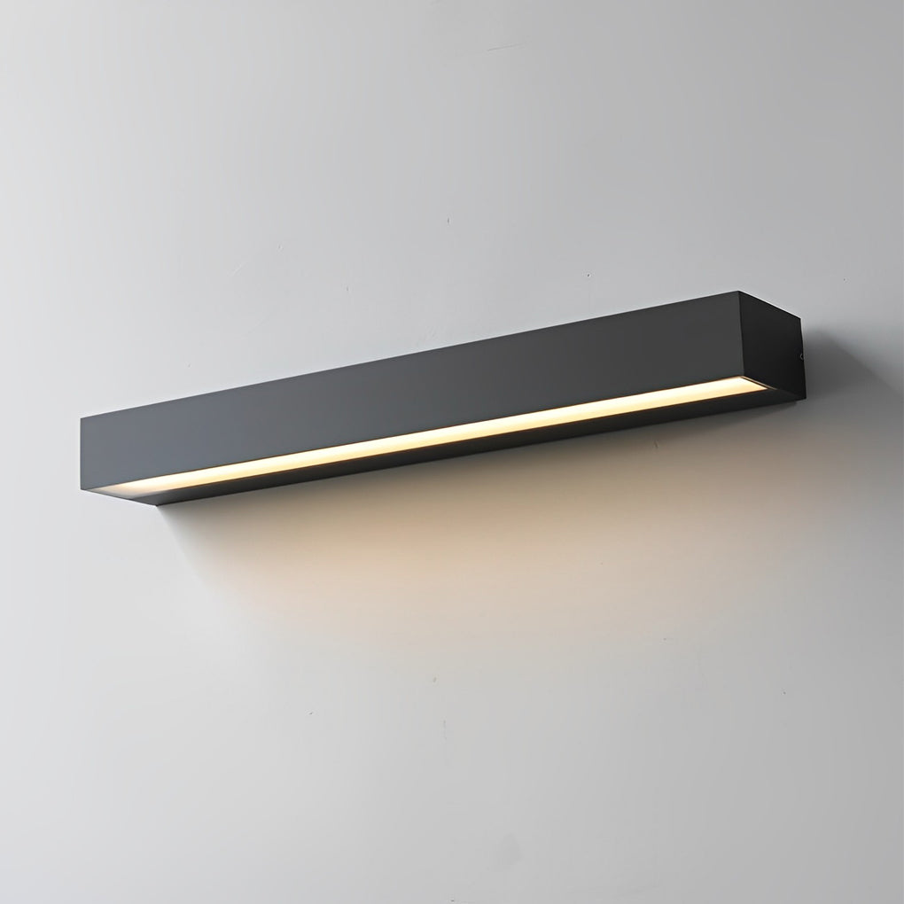 Slim Modern Black LED Outdoor Wall Light Waterproof Exterior Sconce Strip Lamp