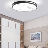 Modern Round Plant Pattern LED Flush Mount Ceiling Lamp for Bedroom Dining Room and Entryway