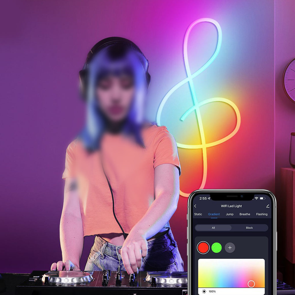 Smart APP Control RGB LED Strip Lights Flexible DIY Modeling Rope Light with Music Sync