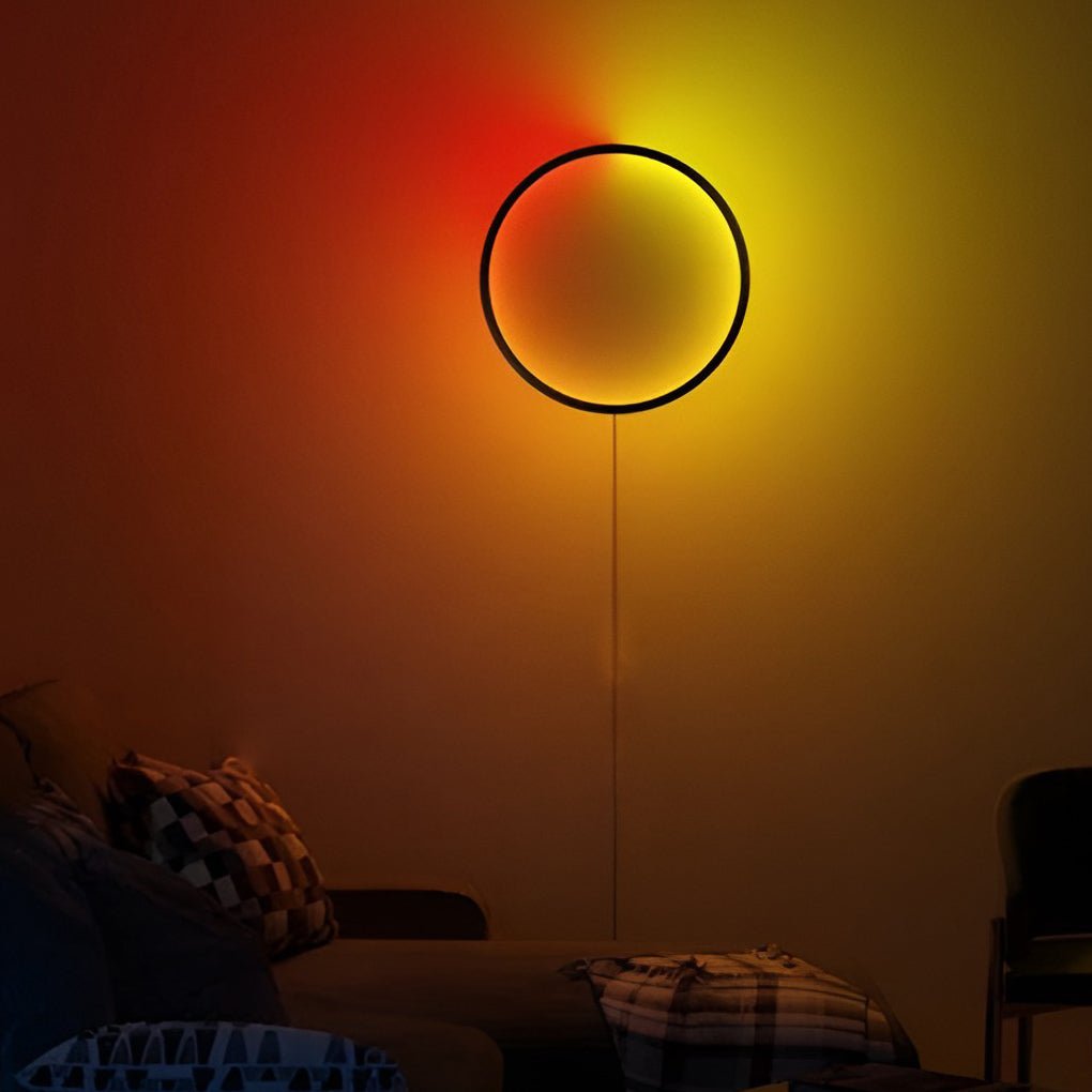 Smart Round RGB LED Wall Sconce with Wireless APP and Remote Control for Living Room