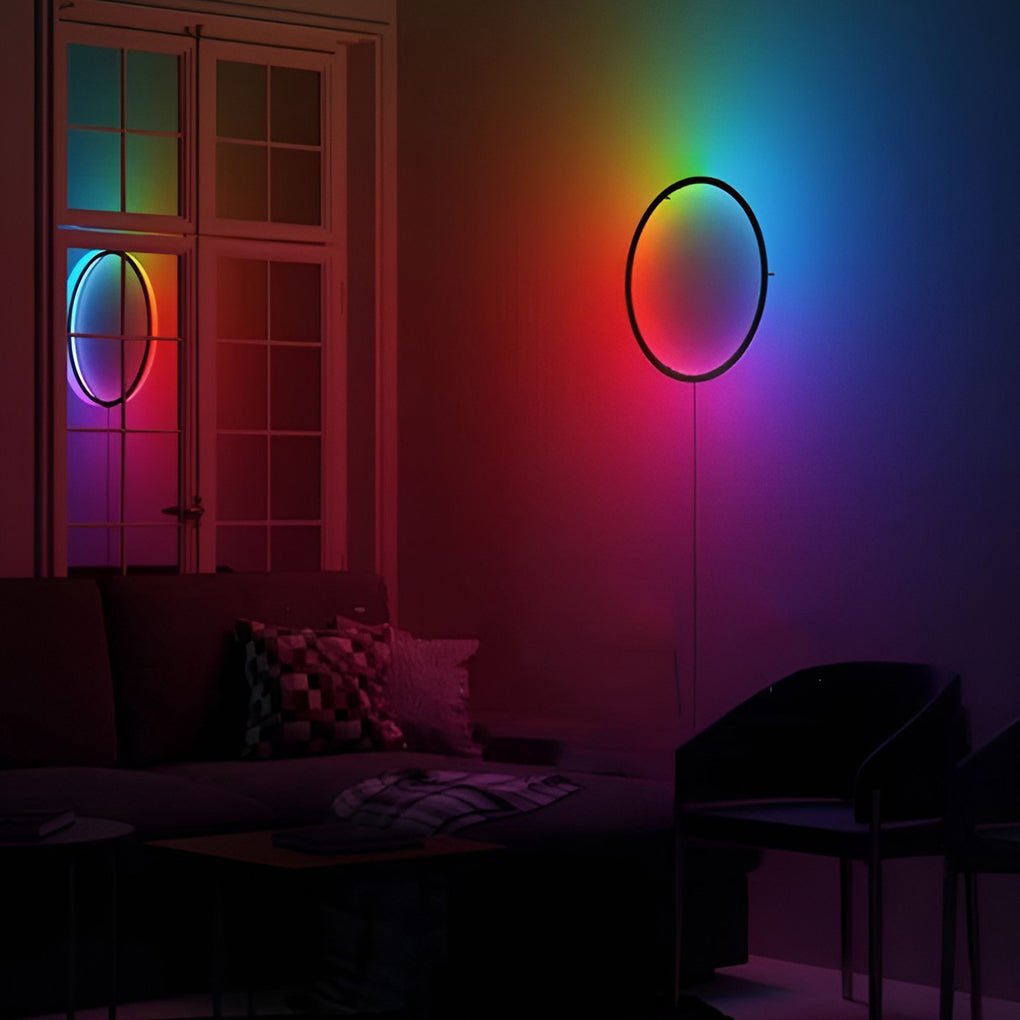 Smart Round RGB LED Wall Sconce with Wireless APP and Remote Control for Living Room