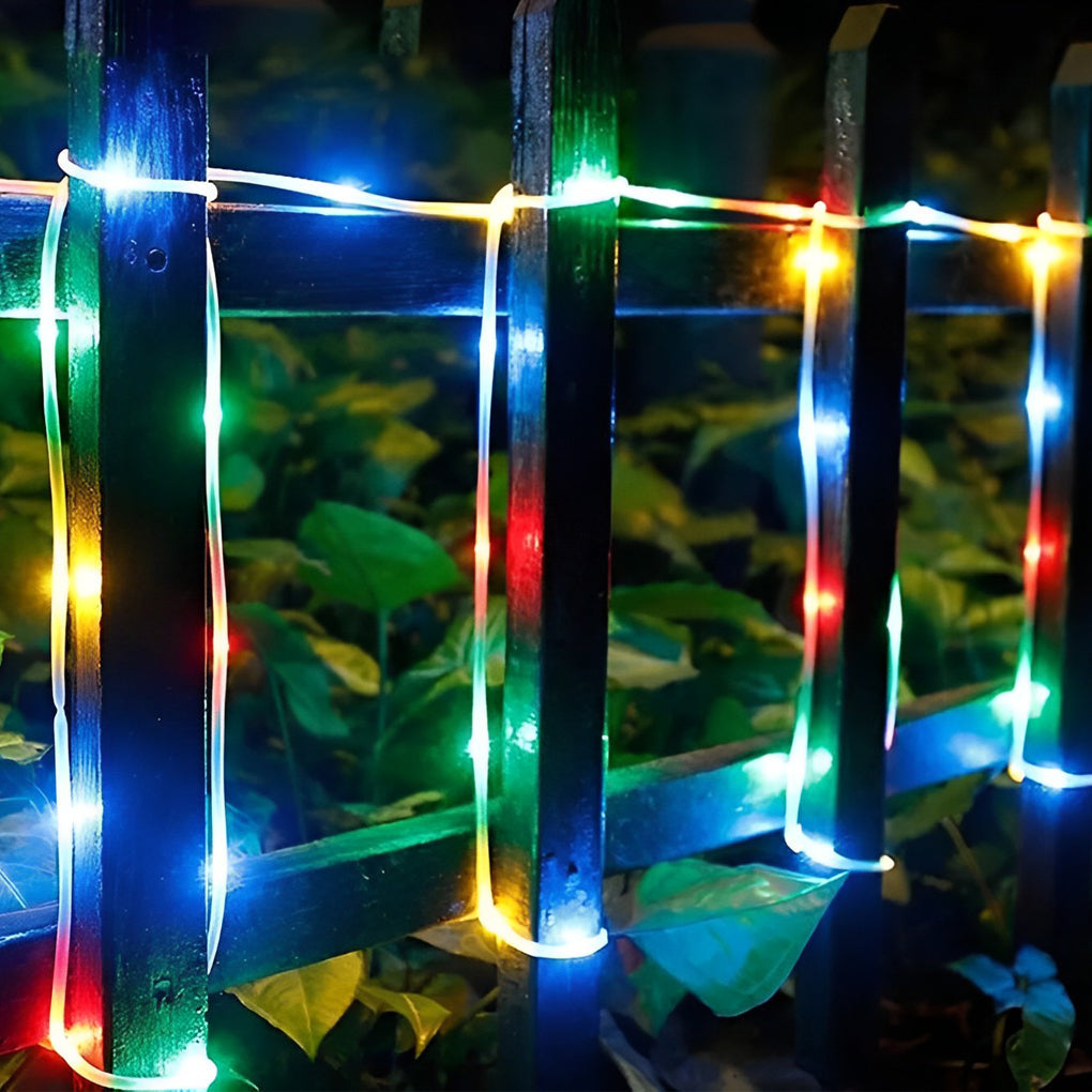 Smart Waterproof Solar Outdoor LED Strip Lights for Garden and Patio Decor with RGB Multi Color Lighting