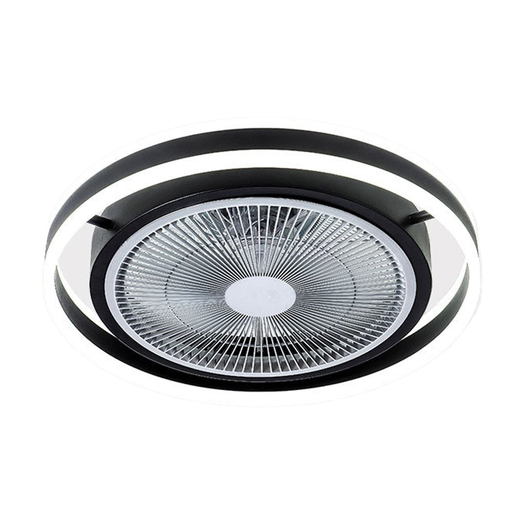 Modern Round Bladeless Ceiling Fan with Dimmable LED Light and Silent Inverter Motor