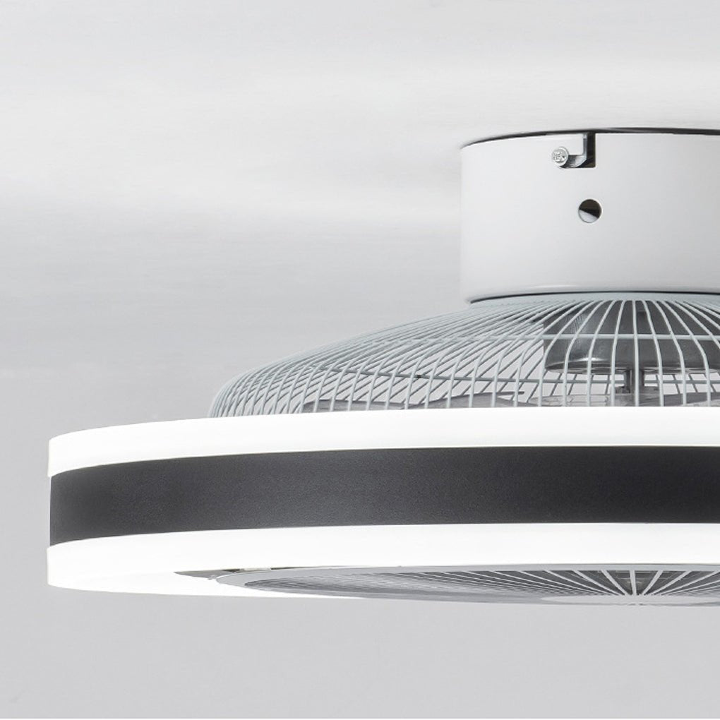 Modern Round Bladeless Ceiling Fan with Dimmable LED Light and Silent Inverter Motor