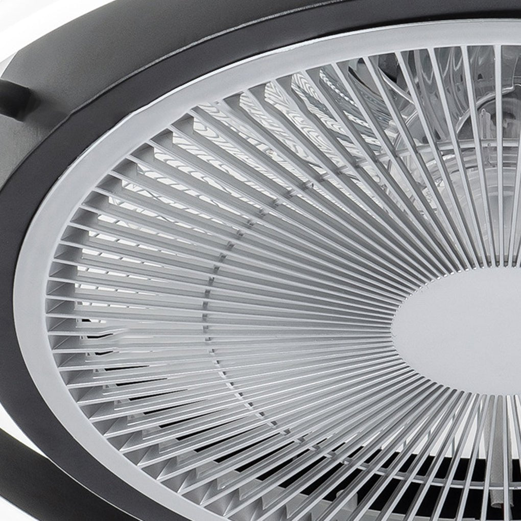 Modern Round Bladeless Ceiling Fan with Dimmable LED Light and Silent Inverter Motor