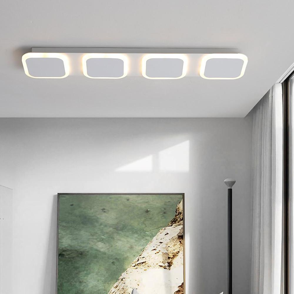 Modern Geometric LED Flush Mount Ceiling Light Minimalist Round and Square Metal Fixture