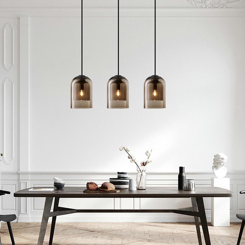 Smoke Gray Amber Electroplated Glass Pendant Lighting Modern Industrial Island LED Hanging Lamp