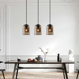 Smoke Gray Amber Electroplated Glass Pendant Lighting Modern Industrial Island LED Hanging Lamp