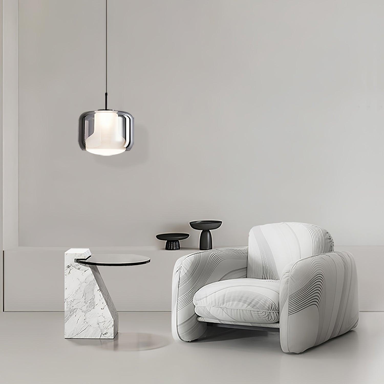 Smoke Gray Mouth Blown Glass Pendant Light Modern LED Minimalist Hanging Lamp for Indoor Spaces