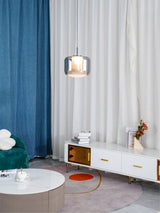 Smoke Gray Mouth Blown Glass Pendant Light Modern LED Minimalist Hanging Lamp for Indoor Spaces