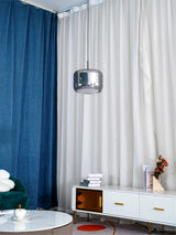 Smoke Gray Mouth Blown Glass Pendant Light Modern LED Minimalist Hanging Lamp for Indoor Spaces