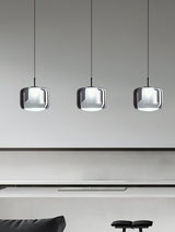 Smoke Gray Mouth Blown Glass Pendant Light Modern LED Minimalist Hanging Lamp for Indoor Spaces