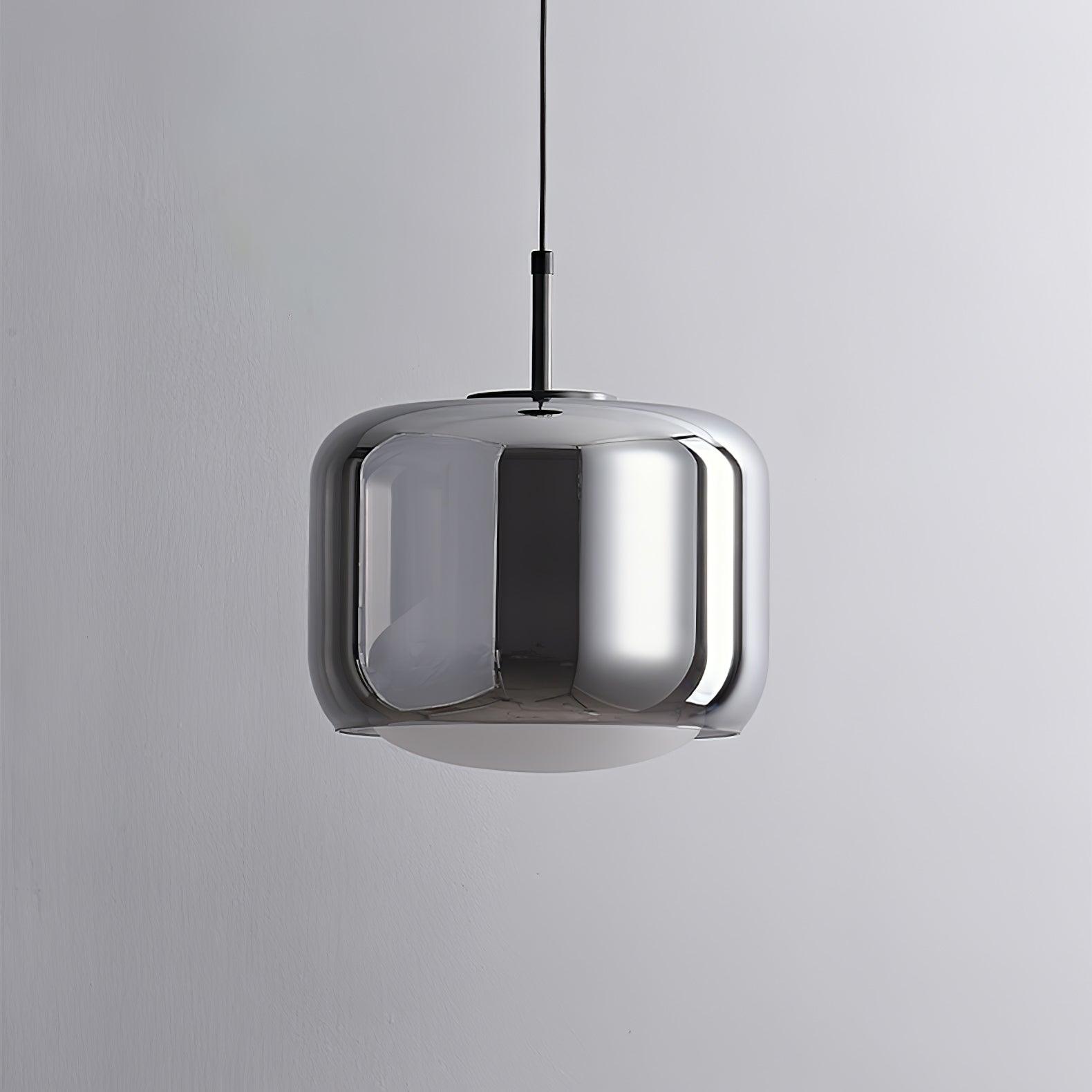 Smoke Gray Mouth Blown Glass Pendant Light Modern LED Minimalist Hanging Lamp for Indoor Spaces