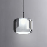 Smoke Gray Mouth Blown Glass Pendant Light Modern LED Minimalist Hanging Lamp for Indoor Spaces